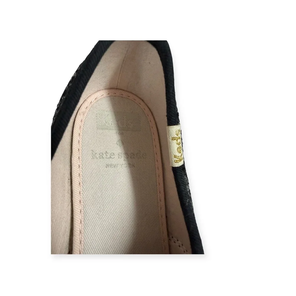 Keds x Kate Spade Black Glitter Champion Sneakers Satin‎ Laces Gold Trim 6.5